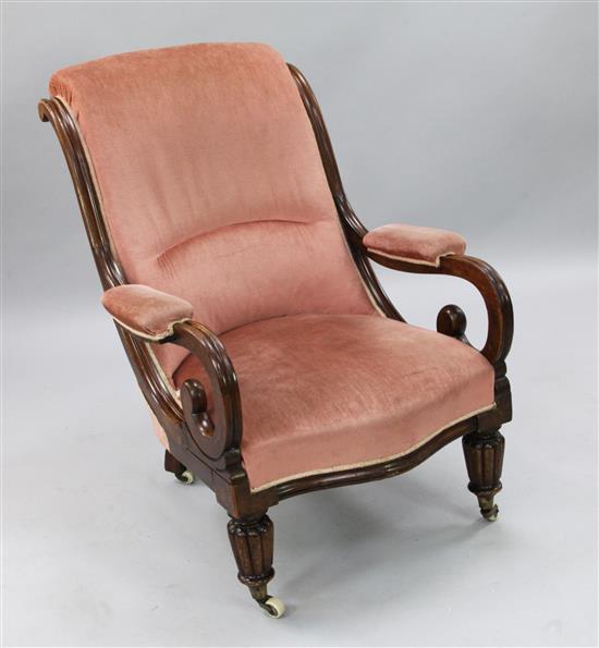 A William IV mahogany elbow chair, H.3ft 1in.
